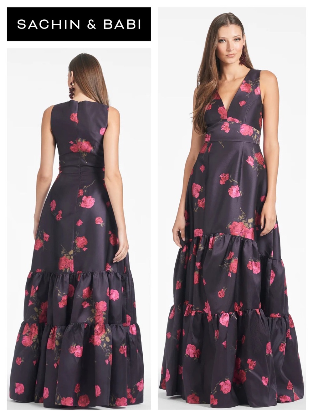 SACHIN & BABI Rori Gown in Malbec Tea Blooms